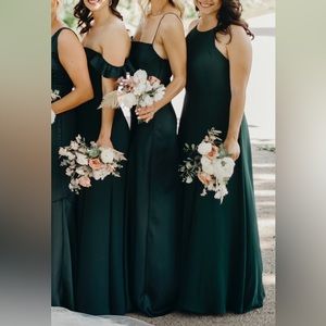 Watters emerald slip dress